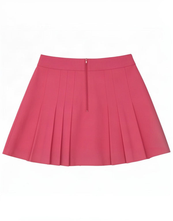 Mini saia plissada feminina Hansen UE 36 pequena W25 poliéster rosa