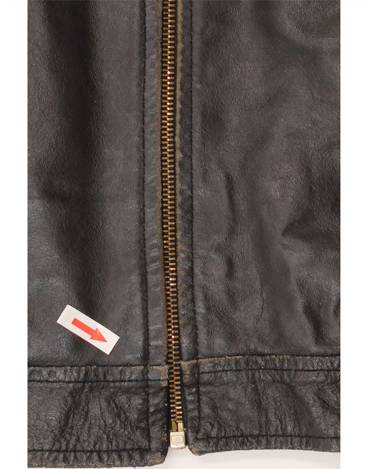 Jaqueta de couro feminina vintage IT 50 XL preta