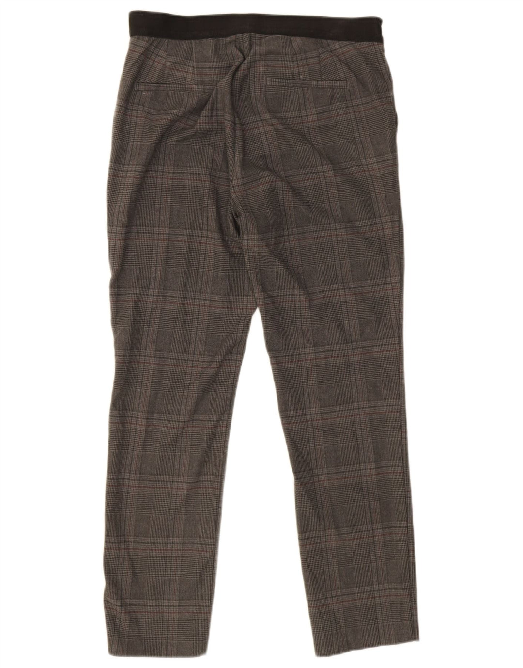 Zara Calça Chino Feminina Slim Médio W32 L26 Poliéster Xadrez Cinza