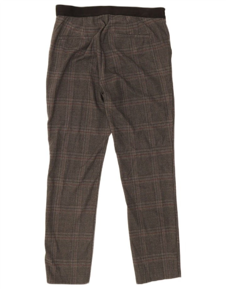 Zara Calça Chino Feminina Slim Médio W32 L26 Poliéster Xadrez Cinza