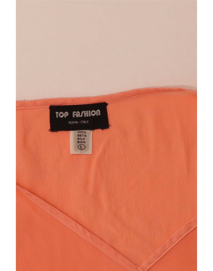 Colete feminino vintage UK 14 grande seda laranja
