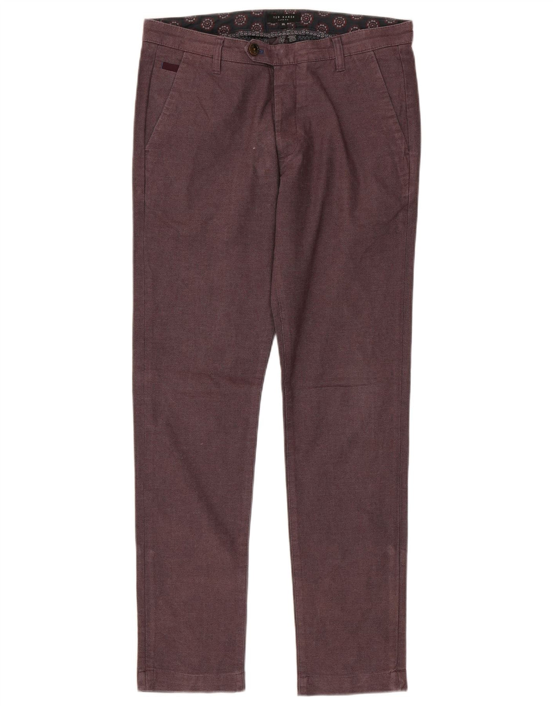 Calça masculina slim Ted Baker W32 L32 algodão marrom