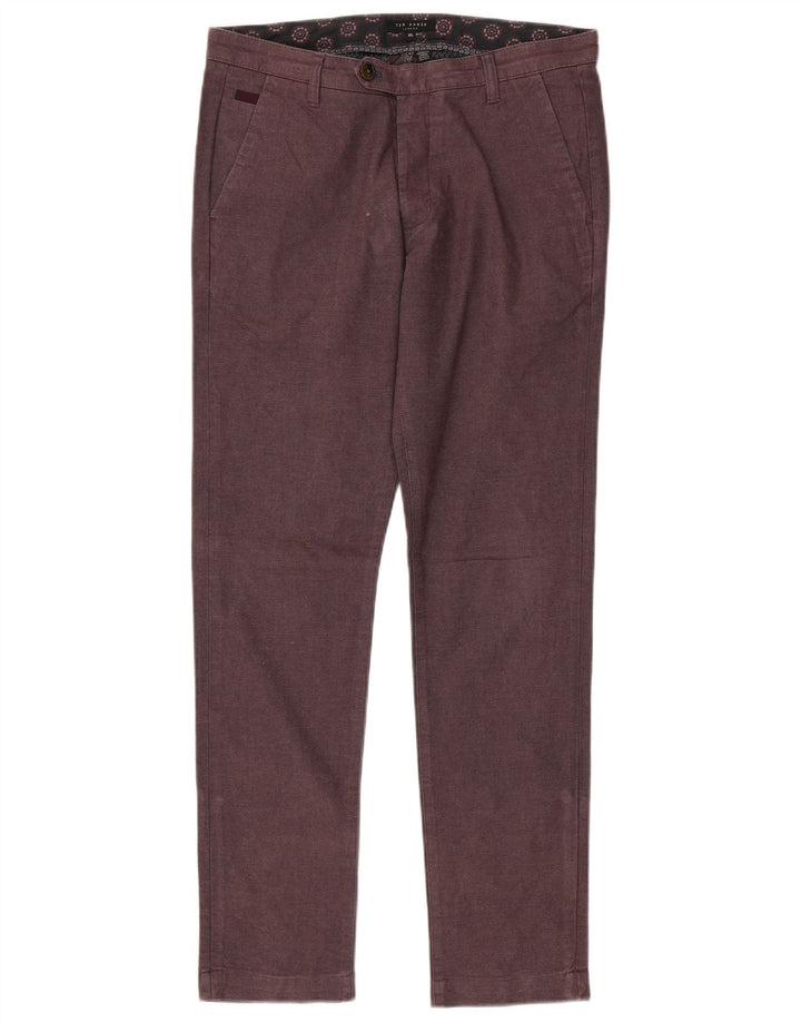 Calça masculina slim Ted Baker W32 L32 algodão marrom