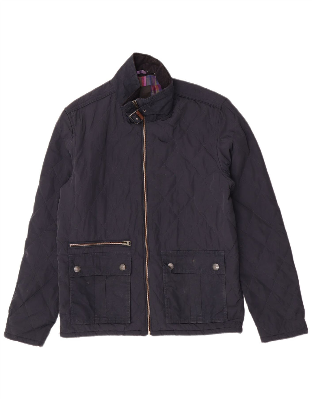 Jaqueta acolchoada masculina Ted Baker tamanho 4 grande poliéster azul marinho