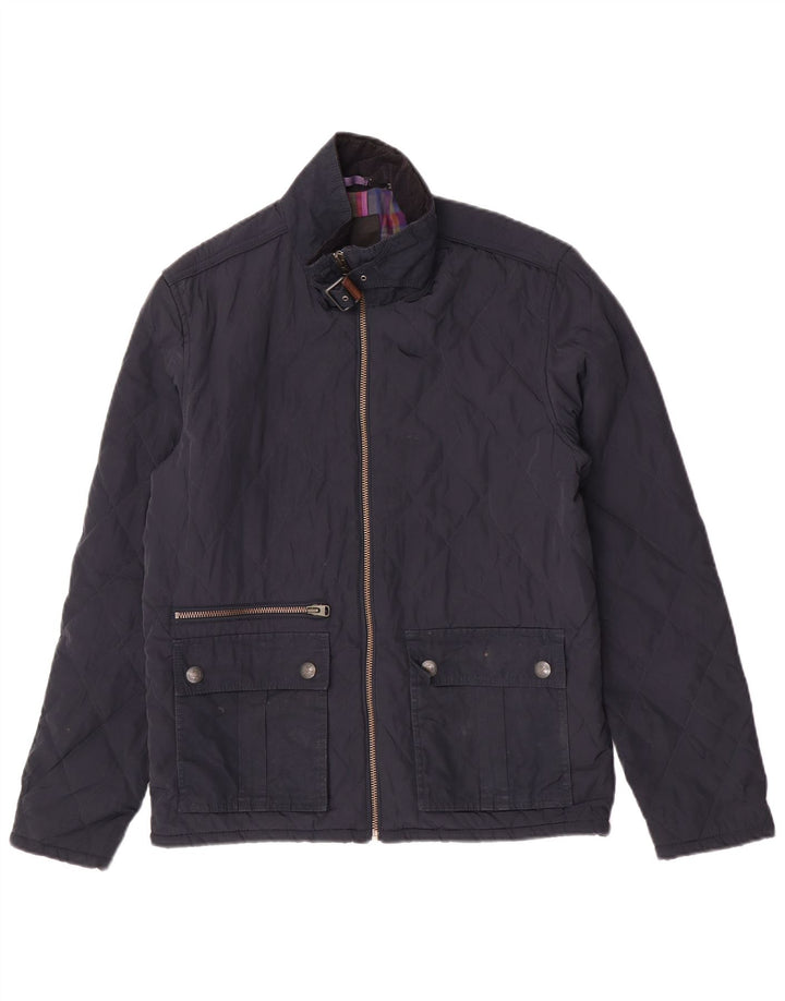 Jaqueta acolchoada masculina Ted Baker tamanho 4 grande poliéster azul marinho