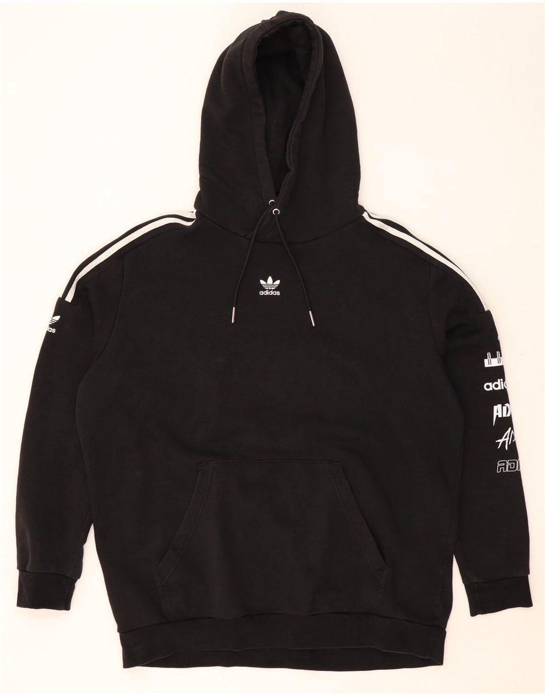 ADIDAS Mens Graphic Hoodie Jumper XL Preto Algodão