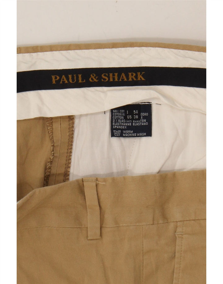 PAUL & SHARK Mens Pegged Suit Trousers W38 L29 Beige Cotton Vintage Paul & Shark and Second-Hand Paul & Shark from Messina Hembry 