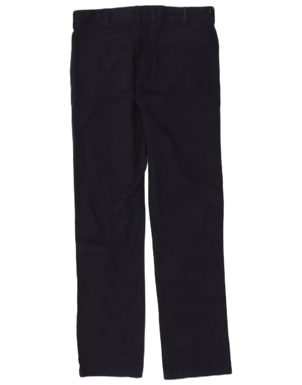 Calças Chino retas masculinas Crew Clothing W34 L33 algodão azul marinho