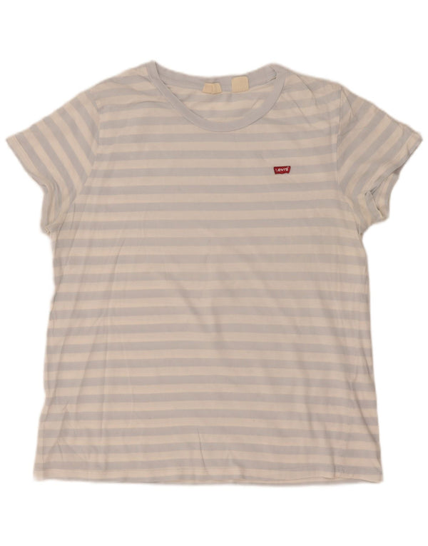 Camiseta feminina Levi's UK 16 grande listrada azul