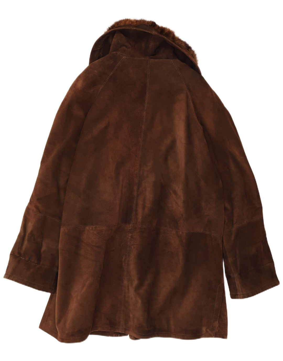 Sobretudo de camurça grande vintage feminino IT 46 couro marrom grande