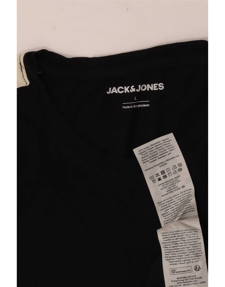 Camiseta masculina Jack & Jones grande algodão colorblock preto