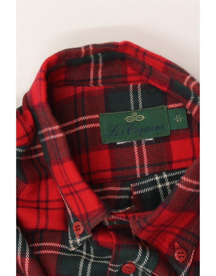 Camisa masculina de flanela Les Copains tamanho 43 17 XL xadrez vermelho