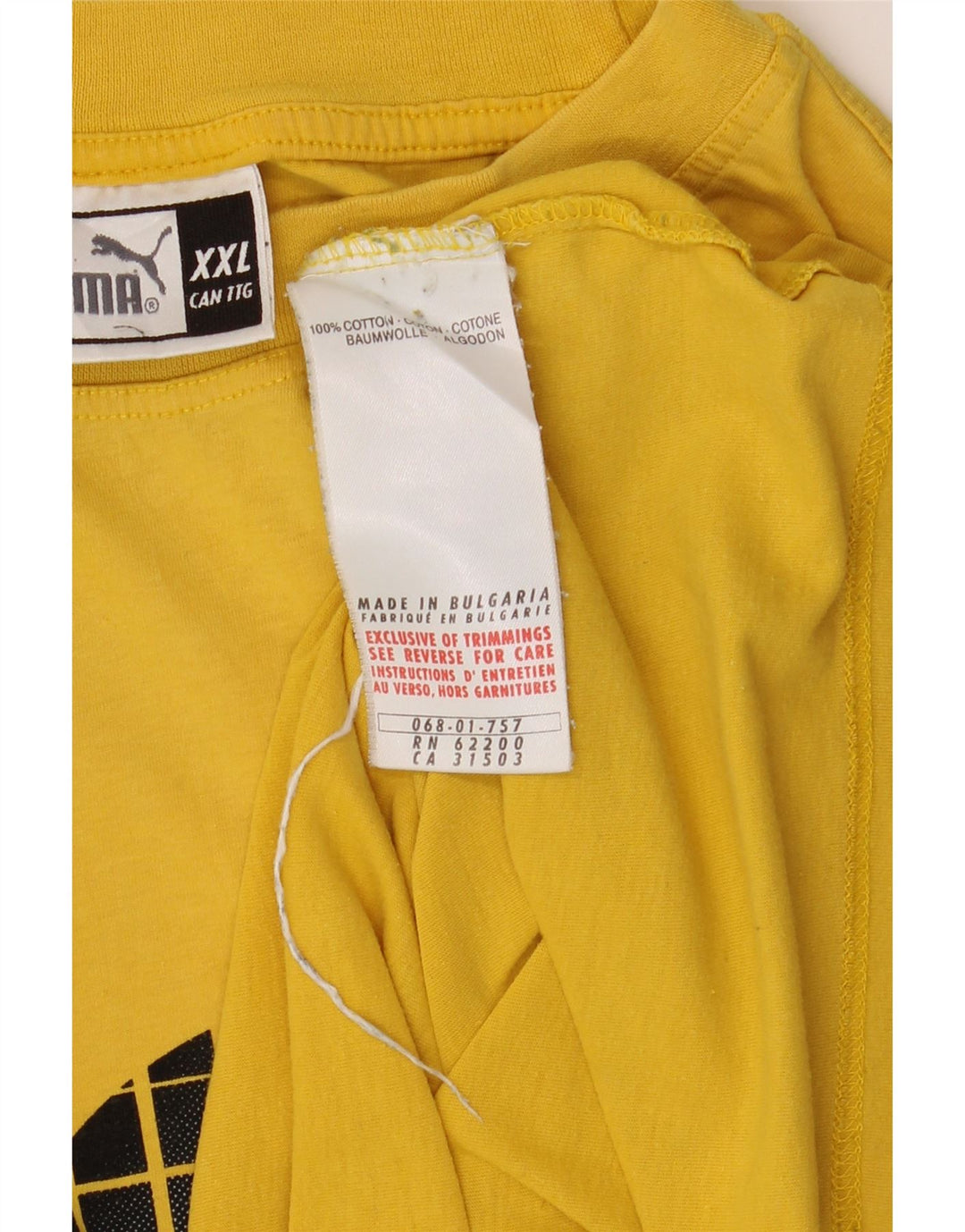 Puma Mens Graphic T-Shirt Top 2XL Algodão Amarelo