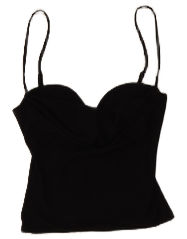 Zara Womens Crop Cami Top Reino Unido 6 XS Preto
