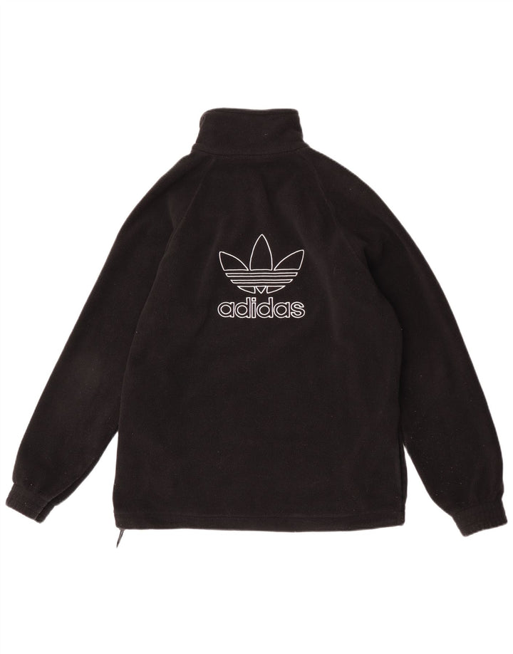 Adidas Mens Zip Neck Fleece Jumper Pequeno Poliéster Preto