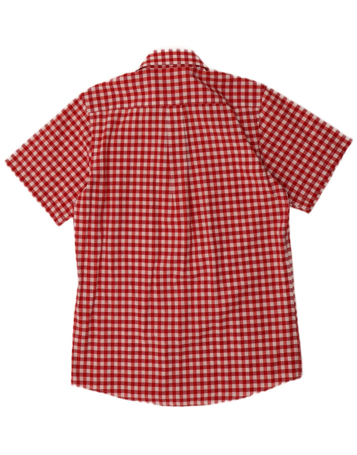 Camisa masculina de manga curta Almsach tamanho 37/38 poliéster vermelho pequeno guingão