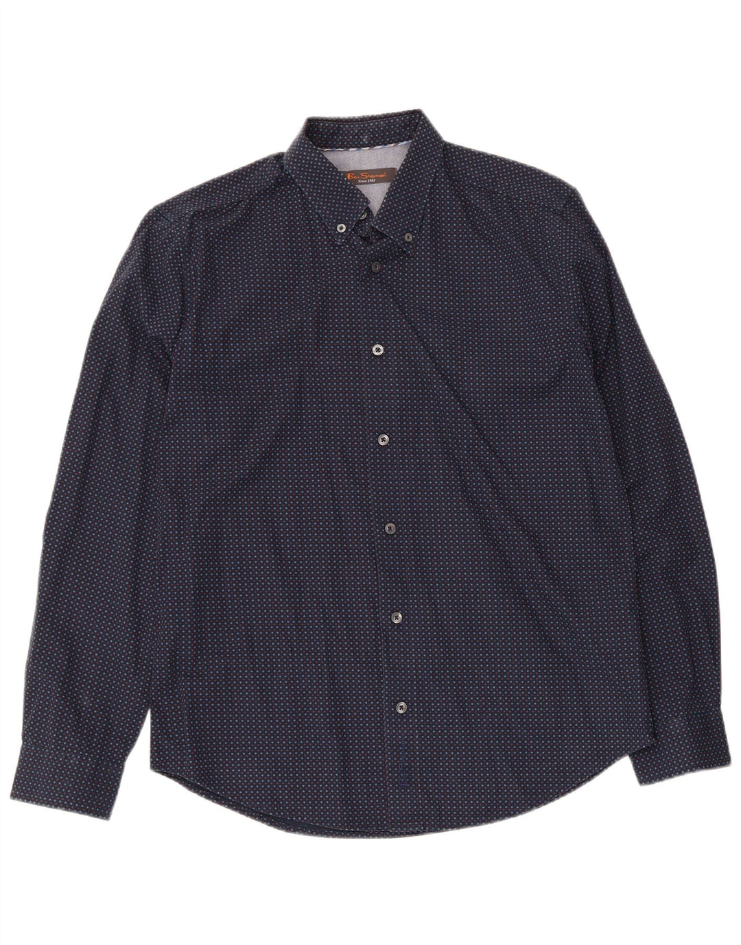 Camisa masculina Ben Sherman de algodão manchado azul marinho médio