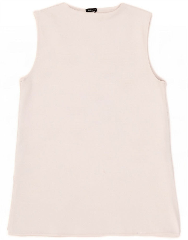 Zara Womens Vest Top UK 10 Pequeno Poliéster Branco
