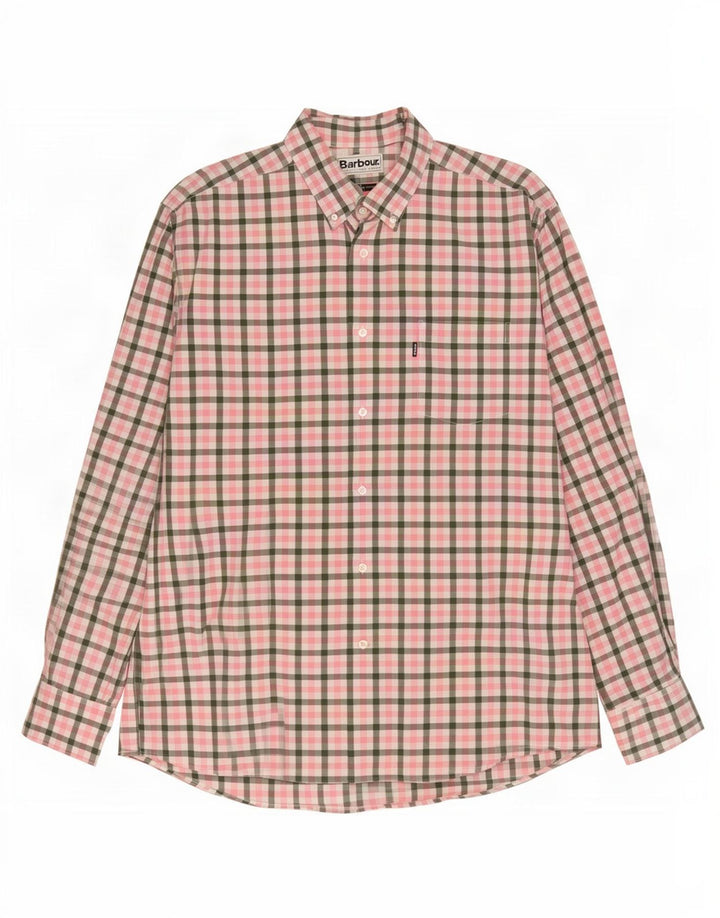 Camisa masculina Barbour Regular Fit grande rosa guingão