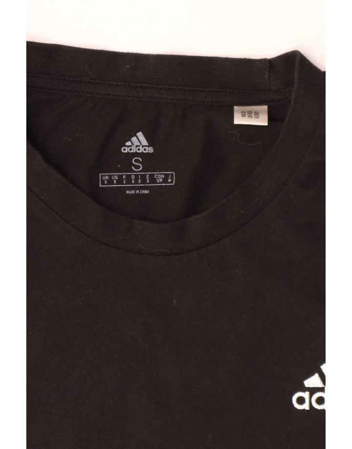 Adidas Mens Camiseta Top Pequeno Algodão Preto