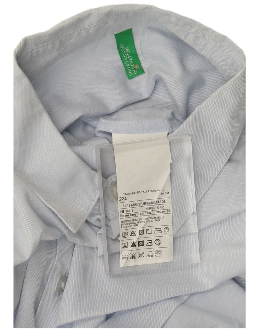 Camisa masculina BENETTON 11-12 anos 2XL algodão listrado azul