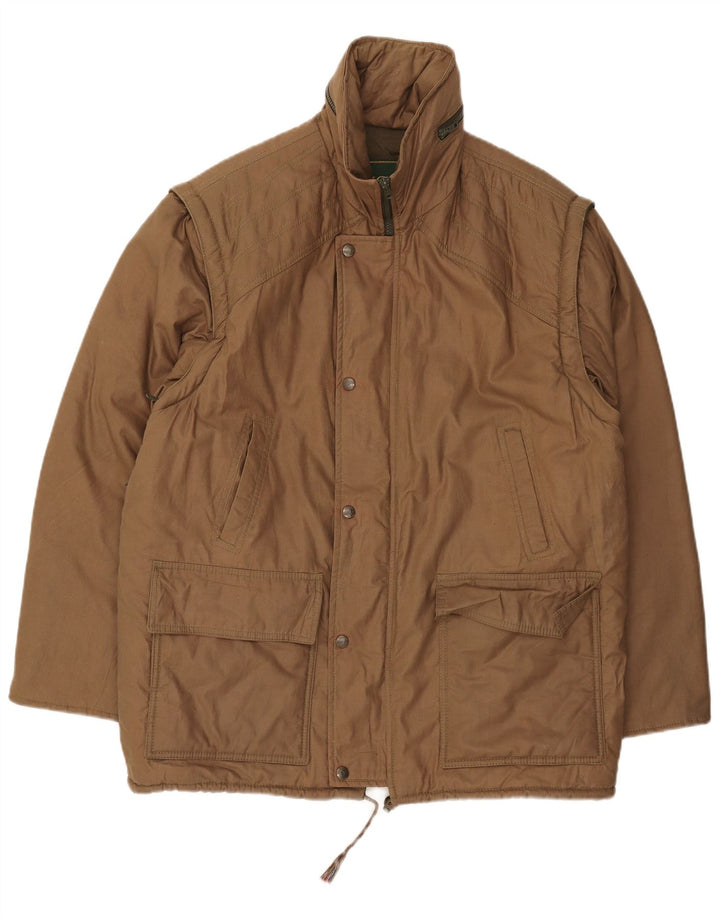 Jaqueta acolchoada masculina vintage com capuz IT 52 XL cáqui