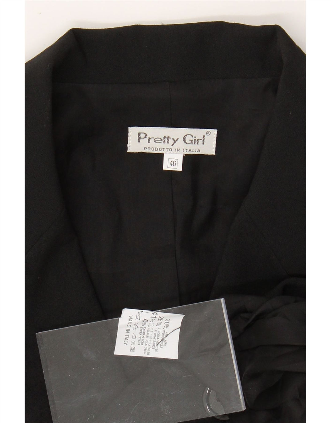 Jaqueta blazer feminina VINTAGE com 3 botões e palangre IT 46 grande poliéster preto