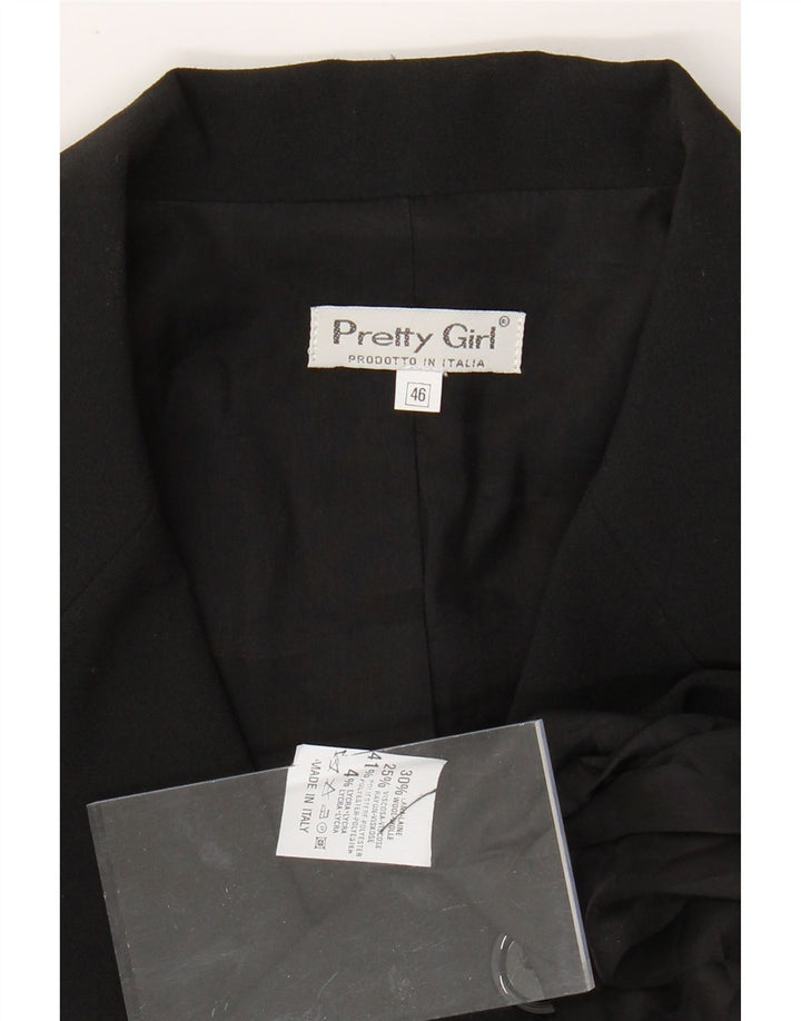 Jaqueta blazer feminina VINTAGE com 3 botões e palangre IT 46 grande poliéster preto