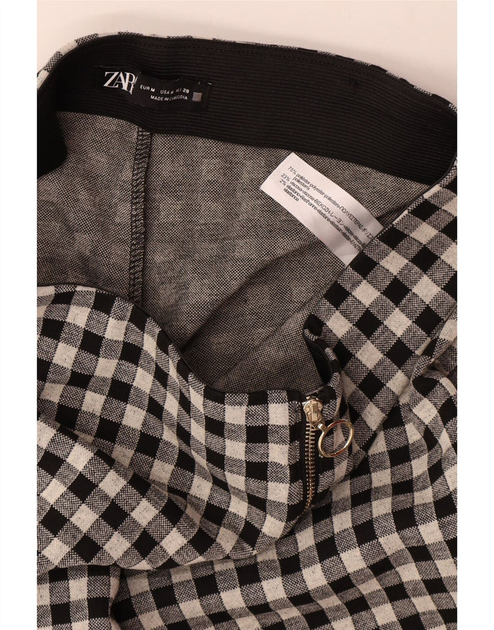 Calça feminina casual skinny Zara médio W28 L29 poliéster guingão preto