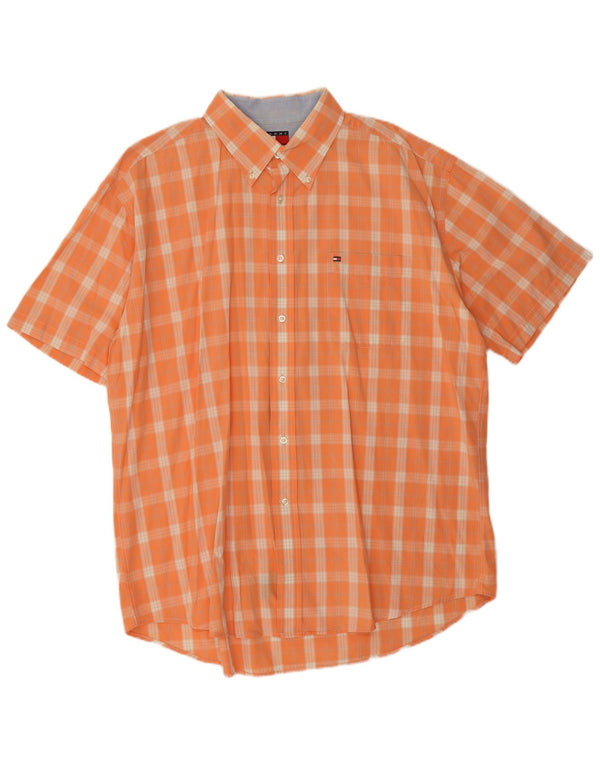 Camisa masculina de manga curta Tommy Hilfiger XL laranja xadrez algodão