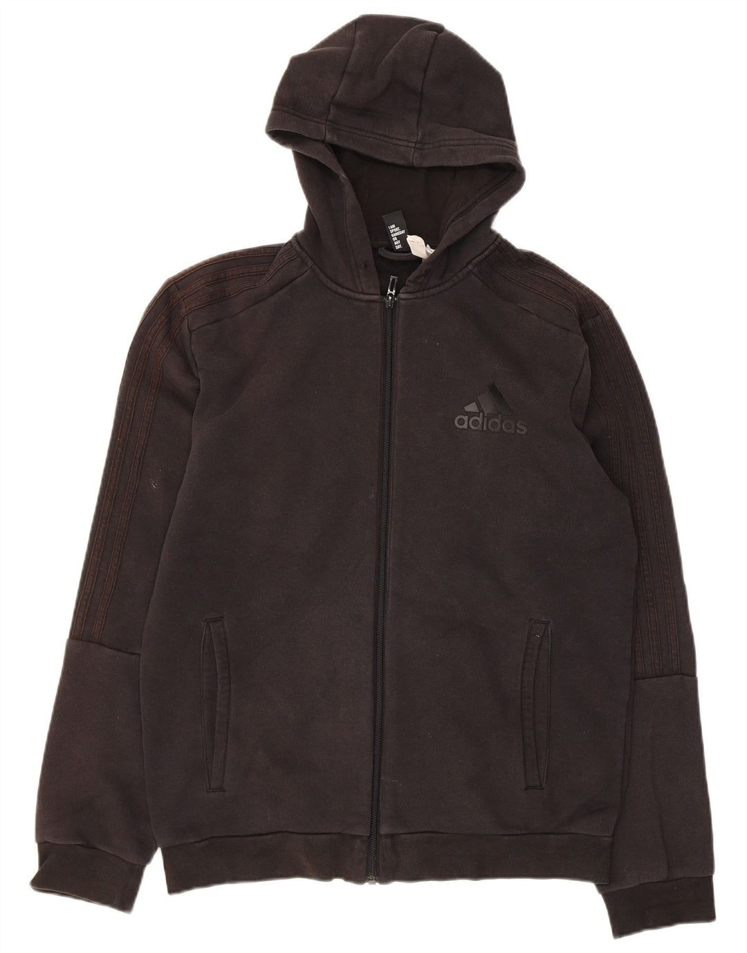 ADIDAS Mens Zip Hoodie Suéter Médio Algodão Preto