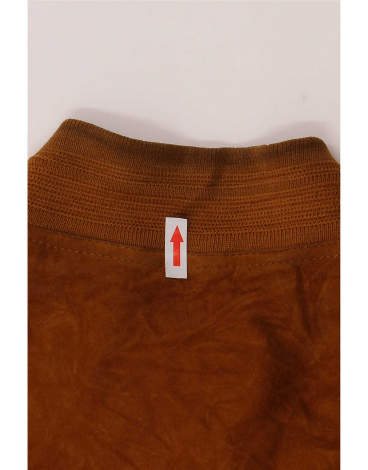 Jaqueta bomber masculina vintage de camurça IT 48 couro bege médio