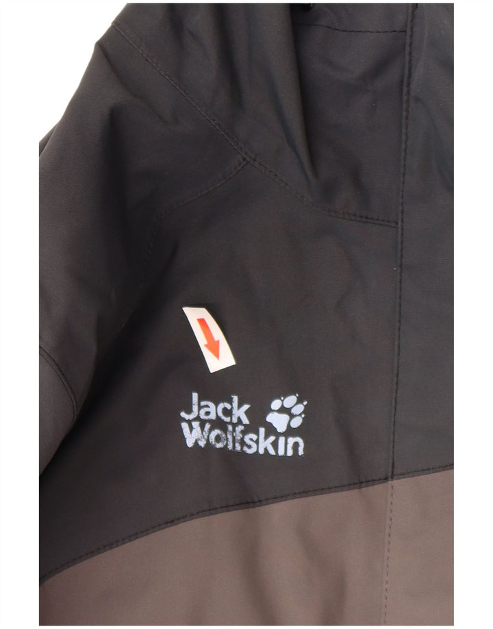Jaqueta corta-vento feminina Jack Wolfskin UK 16 grande bloco colorido preto