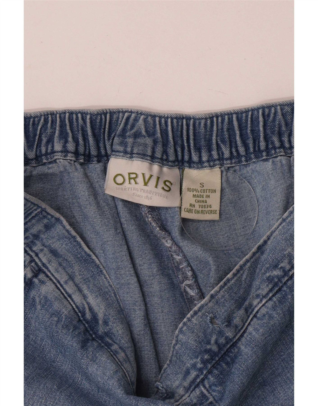 Orvis Jeans feminino regular reto pequeno W32 L25 algodão azul