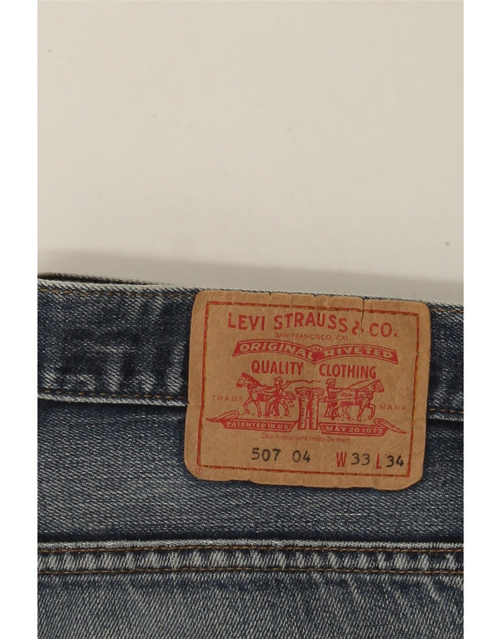 LEVI'S Masculino 507 Shorts Jeans W33 Médio Azul Algodão