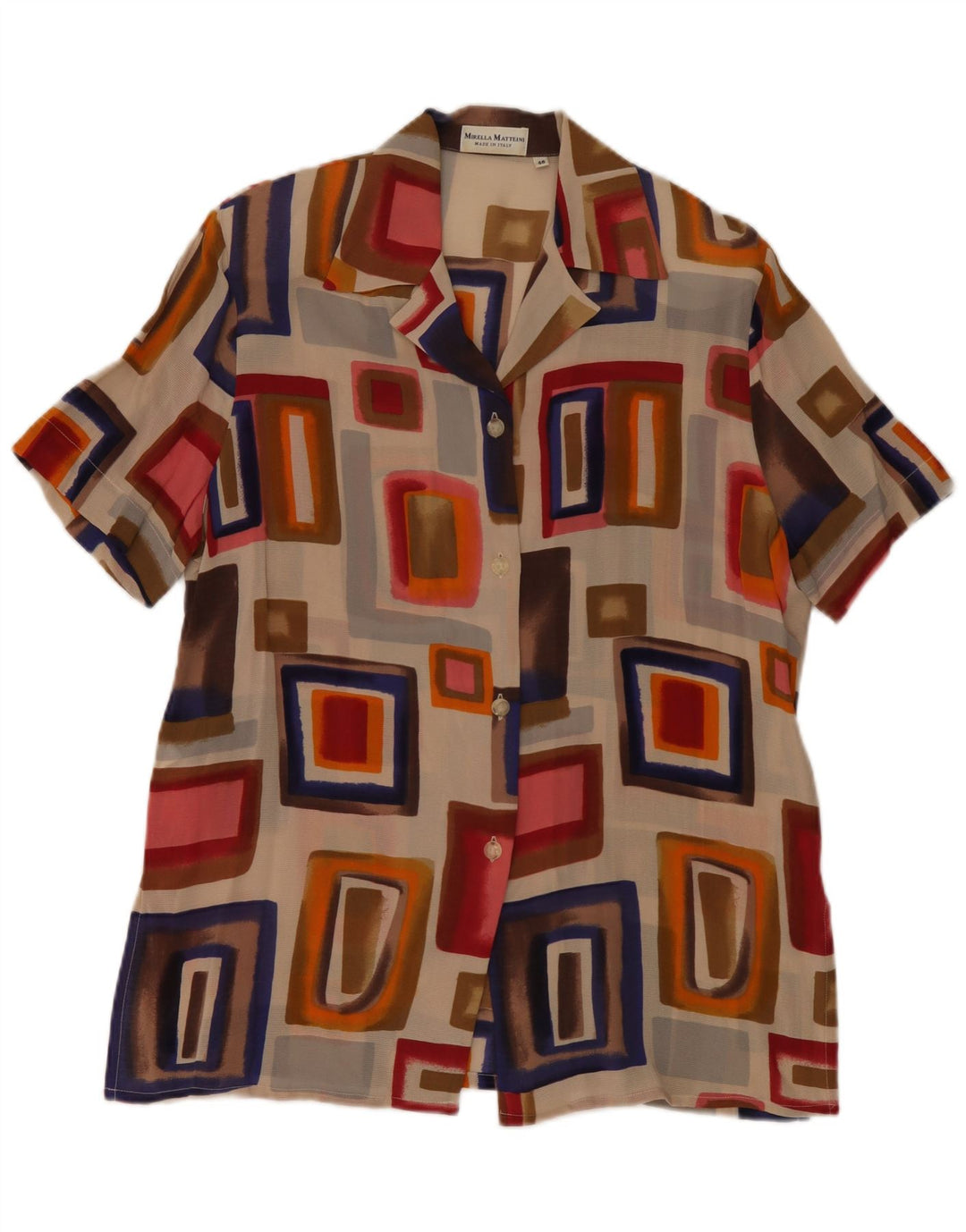 Blusa feminina Mirella Matteini IT 46 grande multicolorida geométrica