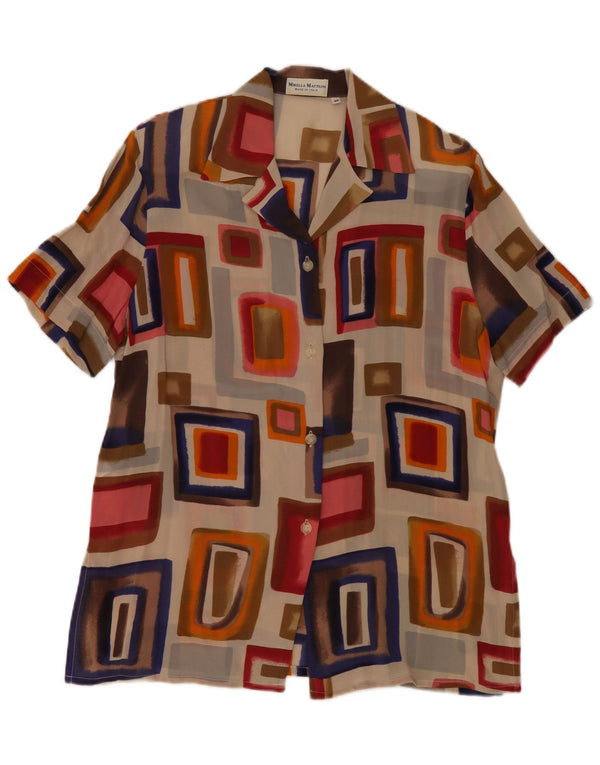 Blusa feminina Mirella Matteini IT 46 grande multicolorida geométrica