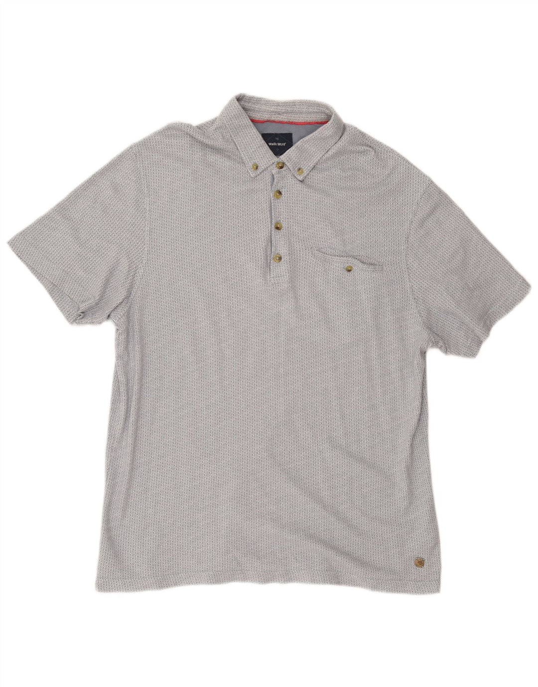 Camisa polo masculina WHITE STUFF grande algodão geométrico cinza