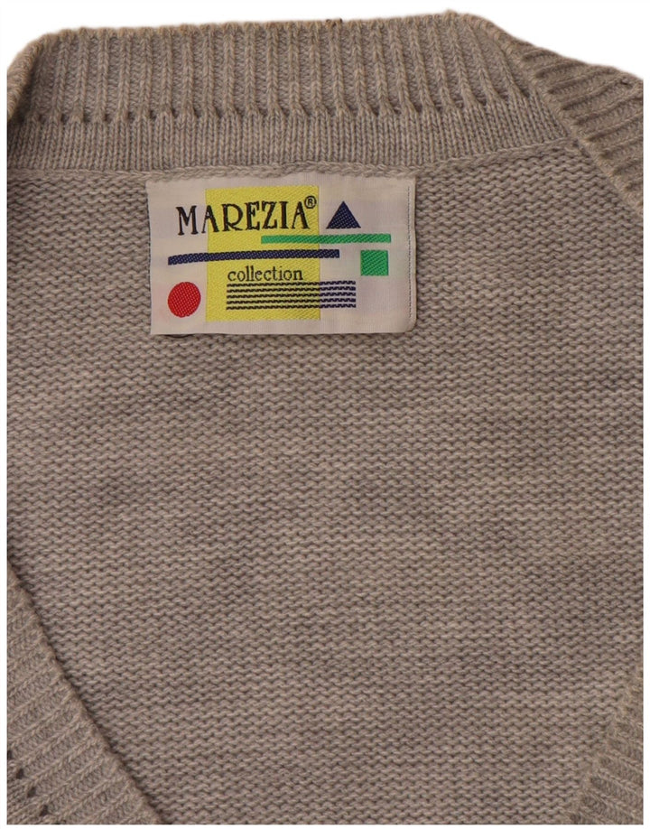 Suéter cardigã feminino vintage UK 18 XL cinza patchwork