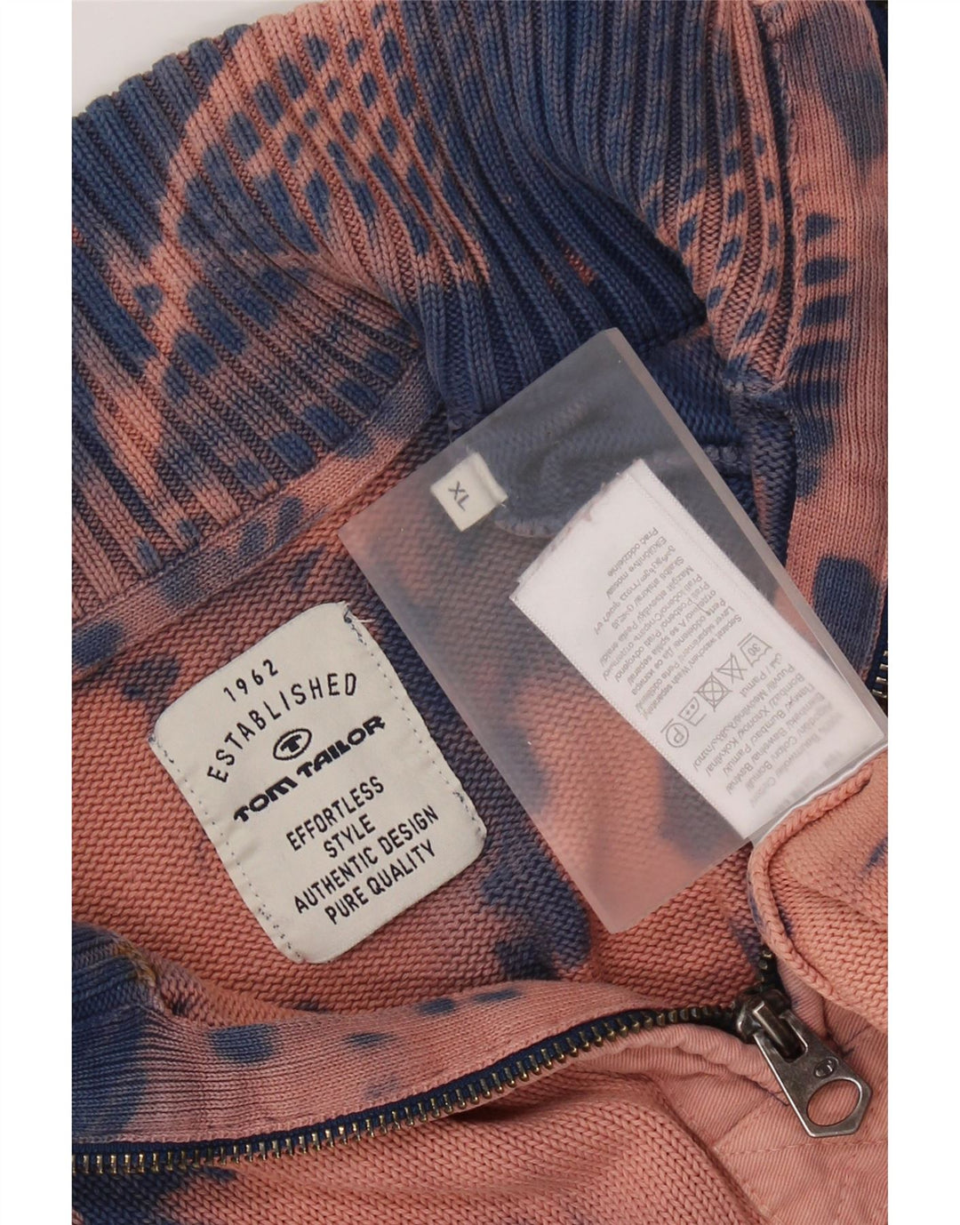 Suéter masculino TOM TAILOR com zíper e gola XL azul tie dye algodão