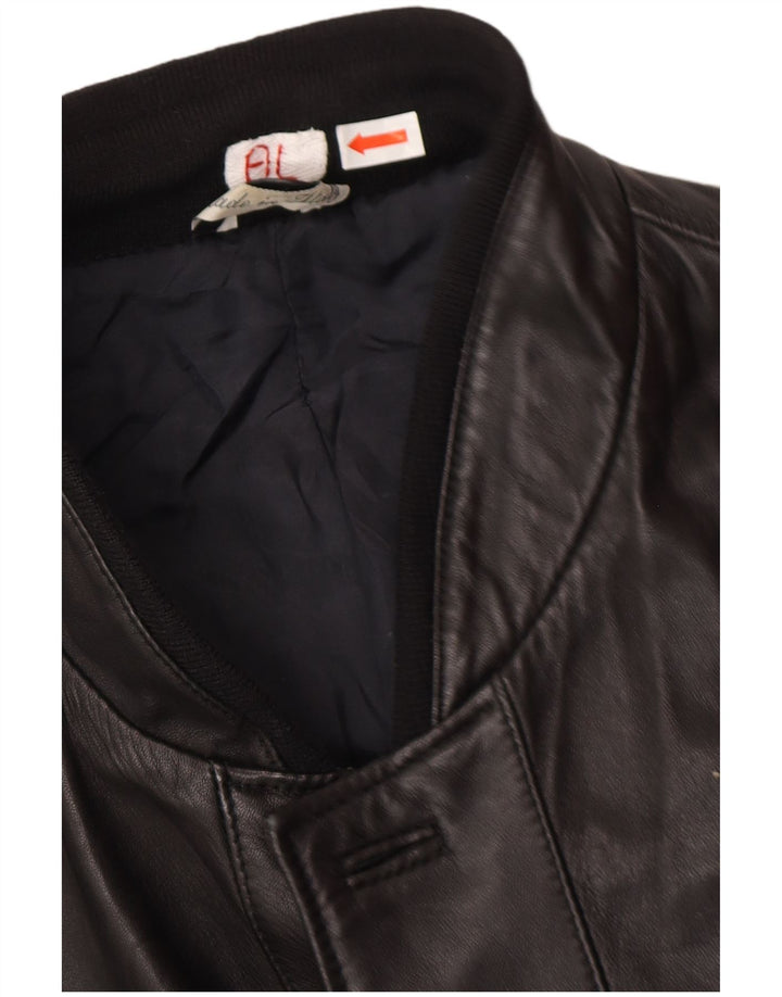 Jaqueta de couro masculina vintage IT 48 couro preto médio