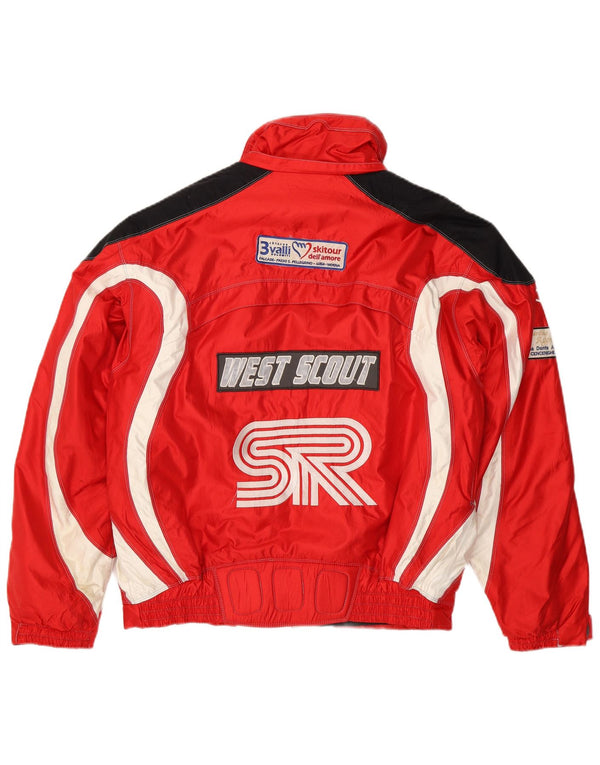 Jaqueta de esqui masculina West Scout Graphic UK 40 grande bloco colorido vermelho nylon