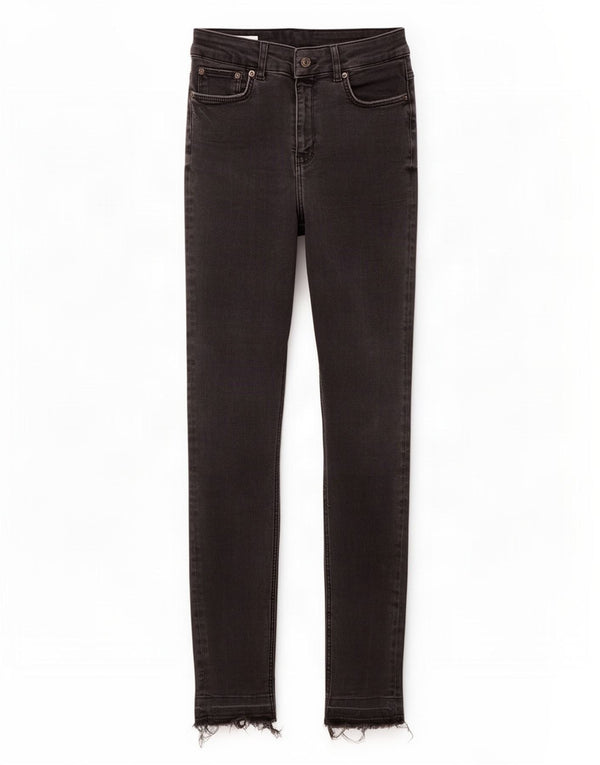 Zara Jeans skinny feminino de cintura alta UE 38 pequeno W28 L27 algodão preto