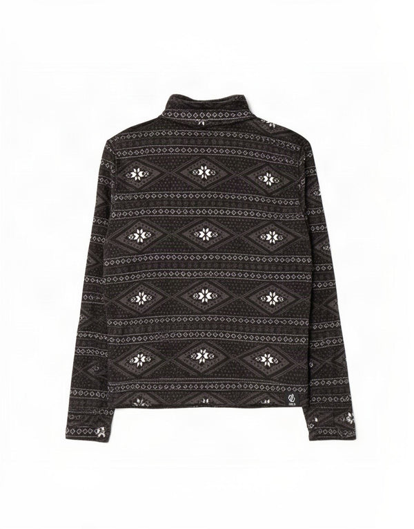 Suéter de lã feminino Dare 2b com zíper e gola UK 12 médio preto Fair Isle