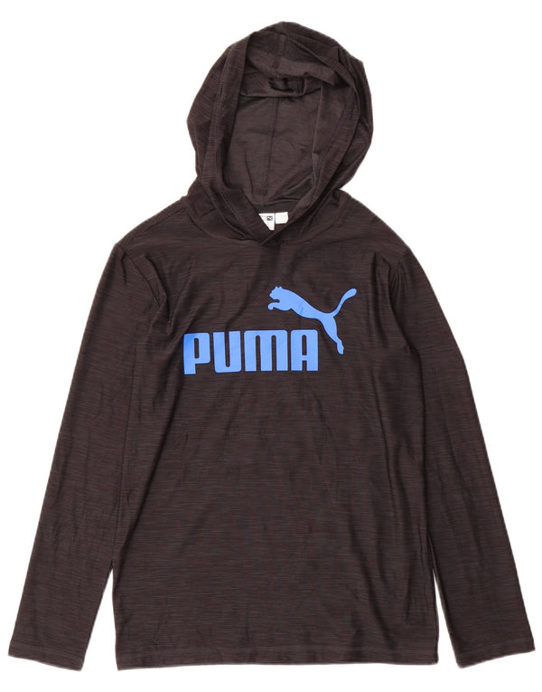 Puma Boys Hooded Graphic Top manga comprida 10-11 anos cinza médio manchado