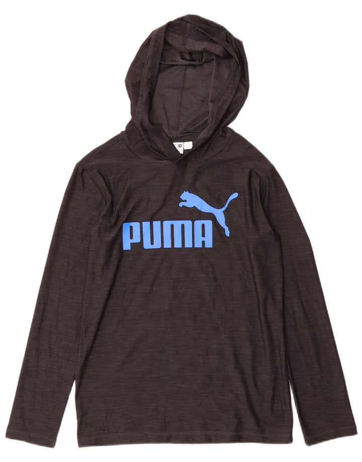 Puma Boys Hooded Graphic Top manga comprida 10-11 anos cinza médio manchado