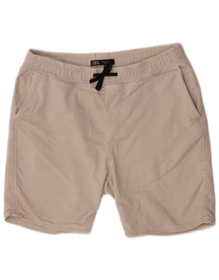 Zara Mens Regular Fit Sport Shorts Grande Algodão Bege