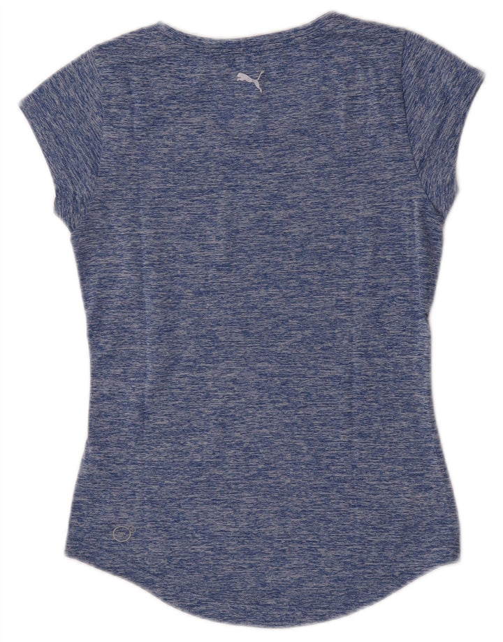 Camiseta feminina gráfica Puma UK 8 pequena azul manchada de poliéster