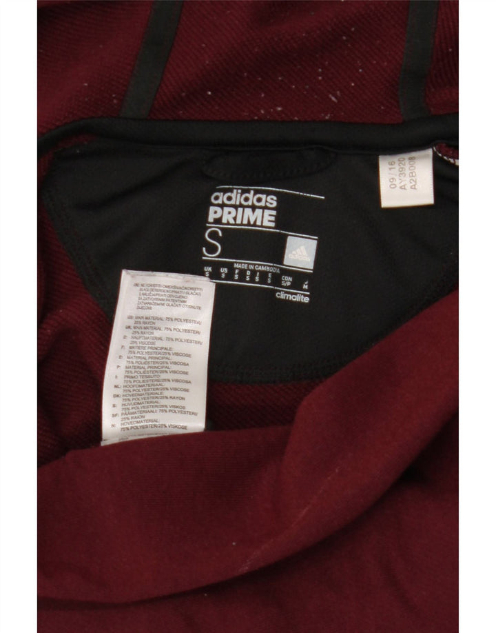 Suéter masculino Adidas com capuz e zíper gráfico pequeno poliéster cor de vinho