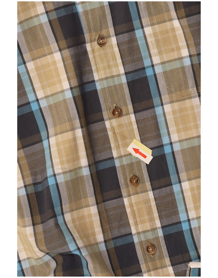 CAMEL ACTIVE Camisa masculina de manga curta grande algodão xadrez multicolorido